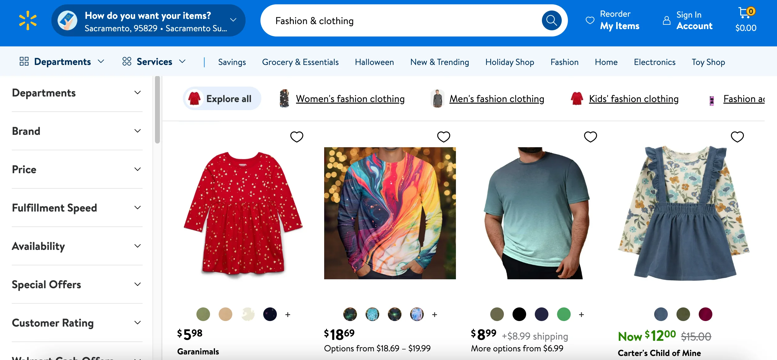 Clothing and Fashion Walmart Product Page for customer review and understanding about the niche and products 